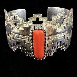 Vintage Sterling Silver & Coral Native American  >