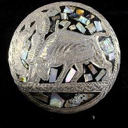 Sterling Silver Mexican Bull Fighter Abalone >
