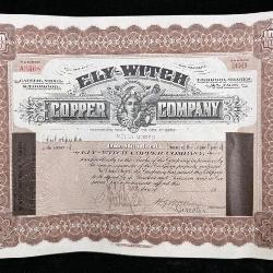 1916 Ely witch copper company mining certificate >