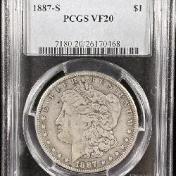1887-S silver Morgan dollar VF 20 PCGS