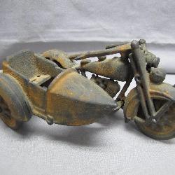 Metal Motorcycle with Sidecar Figurine