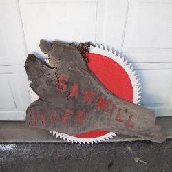 Sawmill Diner Rustic Sign with Sawblade