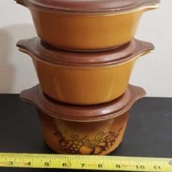 Pyrex Casserole dishes orchard fruit w lids