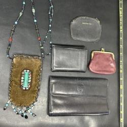 Beaded Pouch Becklace, Cow Hide Billfold