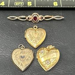 Gold Filled Lockets, Brooch