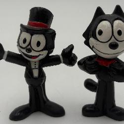 2 Vintage PVC Toy Felix The Cat Figurines