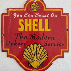 Vintage Porcelain Coated Shell Door Sign