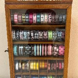 Vintage Wooden Hanging Ribbon Cabinet