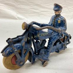 Cast Iron Champion Police Motorcycle with Rider