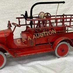 Buddy L Red Metal Toy Fire Truck, 14in x 29in