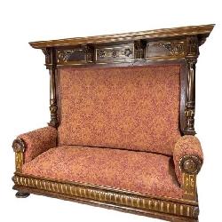 RENAISSANCE VICTORIAN WALNUT TALL SETTEE