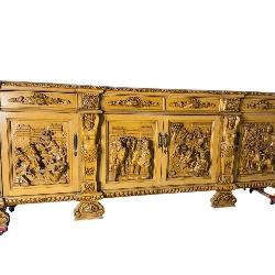 OAK HEAVY FIGURAL CARVED MONUMENTAL BUFFET