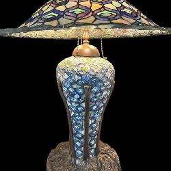 MONUMENTAL TIFFANY STYLE PEACOCK LAMP