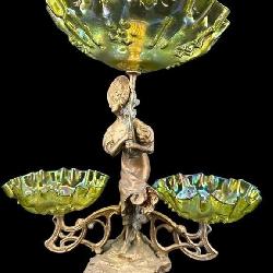 VICTORIAN IRIDESCENT FIGURAL EPERGNE
