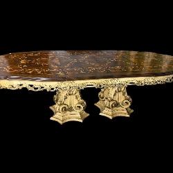 ITALIAN INLAID AND WALNUT DINING ROOM TABLE