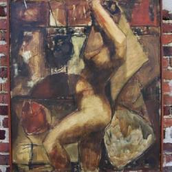Oil on Canvas 1960 Nude Lady Abstract Signed