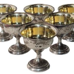 Set of 6 sterling sherbet cups, marked 