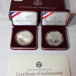 Pair of 1988 Olympic Silver Dollars with COA's in
