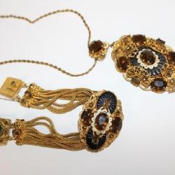 Czech Necklace & Bracelet w/ brown stones