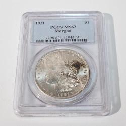 1921 US Morgan Silver Dollar PCGS MS62.