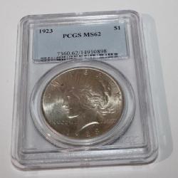 1923 Peace Silver Dollar PCGS  MS62.