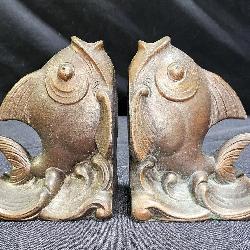 Pair of Vintage MCM Brass Coy Book Ends