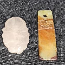 Carved Mookaite Jasper & Rose Quartz Amulets