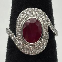 G.I.A Certified Platinum Ruby & Diamond Ring