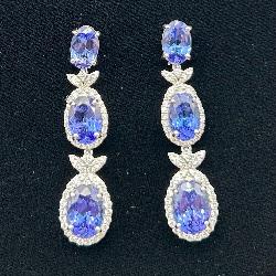 O. Friedman Platinum, Tanzanite & Diamond Earrings