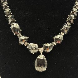 G.A.I Cer. Platinum Black & Clear Diamond Necklace
