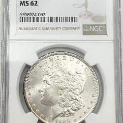 1885 Morgan Silver Dollar, NGC MS 62