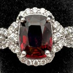 GIA Platinum Red Spinel & Diamond Ring
