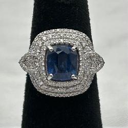 O. Friedman GIA Sapphire, Diamond, Platinum Ring
