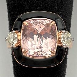 GGA 14K 2-tone Gold Morganite & Diamond Ring