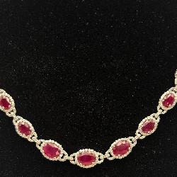 GIA Platinum RARE Burmese Ruby & Diamond Necklace