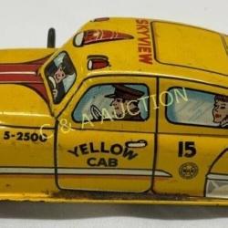 Marx Yellow Cab Tin Windup Toy with Lithographed D