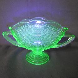 Elegant Green Vaseline Glass Basket