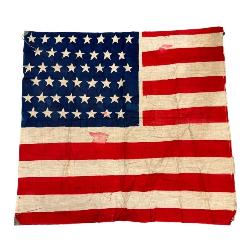 Rare 45-Star United States of America Flag Antique 1899 Dated, Handmade, Vintage