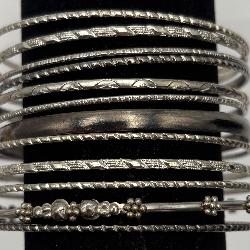 Lot Of 12 Silver Toned Bangle Bracelets