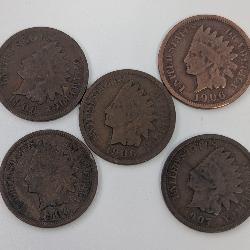 5 Indian Head Pennies: 1906-07