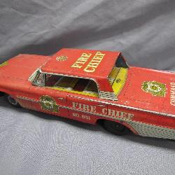 Taiyo Fire Chief Tin Toy Car