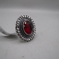 German Silver Ring With Jewel, Size 9