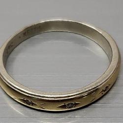 Solid 14K White & Yellow Gold, size  5.5,  3 pt