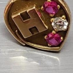 10k Yellow Gold Service Pin with Rubies SCPH Logo