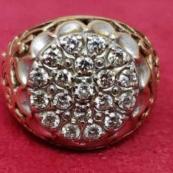 Marked 10K Gold Diamond Cluster Ring AFTA,  Size