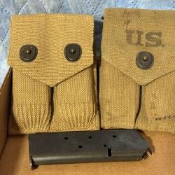 USGI M1911A1 Magazines - 5 Magazines & 2 Pouches