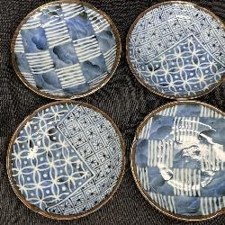 4 Imari Ware Blue & White Small Dishes