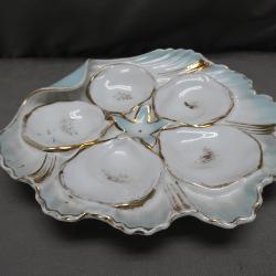 Porcelain Oyster Plate with Gold Accents