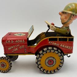 Vtg. G.I.Joe & His Jouncing Jeep Wind-up Toy