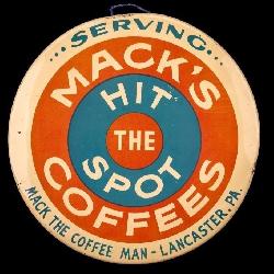 Vintage Mack's Coffees Sign Lancaster PA